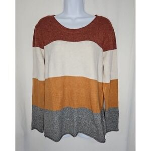Pinque Women's Rust‎ Colorblock Lightweight Pullover Sweater Size XL NWT